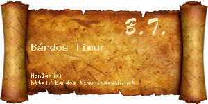 Bárdos Timur névjegykártya
